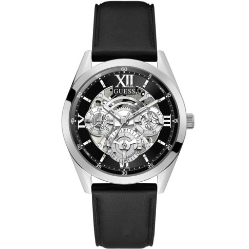 Srebrny zegarek męski Guess Tailor z widocznym mechanizmem GW0389G1 -  459,00 zł - Otozegarki.pl