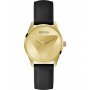 Złoty zegarek damski Guess Emblem z czarnym paskiem GW0399L3