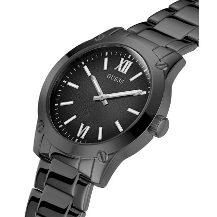 Czarny zegarek męski Guess Crescent z bransoletką GW0574G3