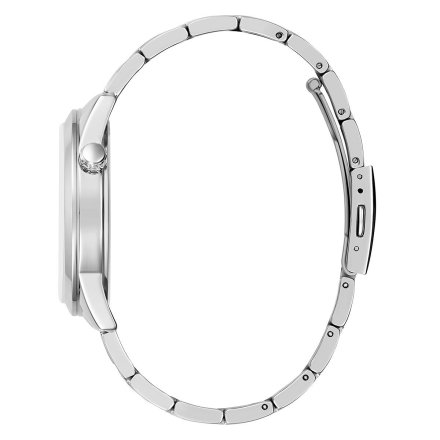Srebrny zegarek Guess Max z czarną tarczą i srebrną bransoletką GW0493G1