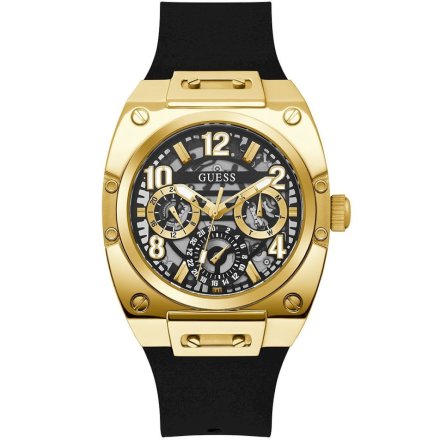 Złoty zegarek męski Guess Prodigy z czarnym paskiem GW0569G2