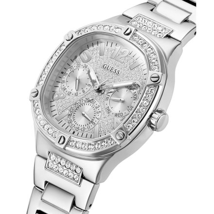 Srebrny zegarek Guess Duchess z kryształkami i bransoletką GW0558L1