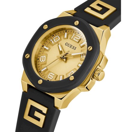 Złoty zegarek damski Guess G Hype z czarnym paskiem GW0555L2