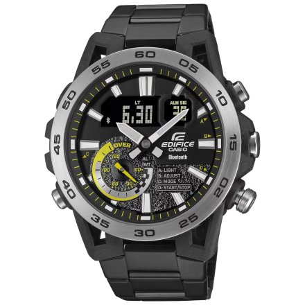 Czarno-srebrny zegarek Męski Casio Edifice Sospensione z Bluetooth ECB-40DC-1AEF