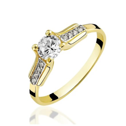 Złoty pierścionek Baron z błyszczącymi kryształami r.18 • Złoto 333