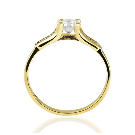 Złoty pierścionek Baron z błyszczącymi kryształami r.15 • Złoto 333