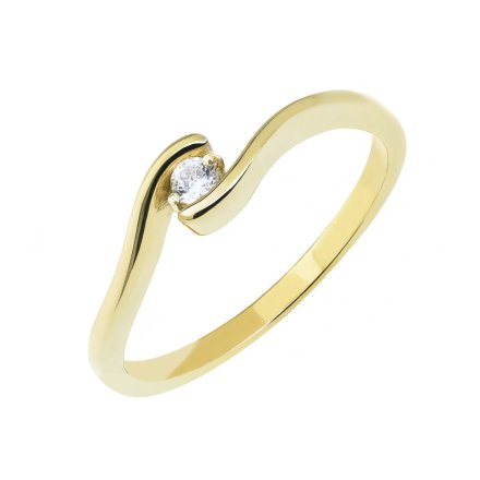 Złoty pierścionek delikatny opleciony kryształ r. 18 • Złoto 333