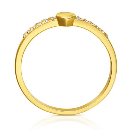 Złoty pierścionek prosty złote serce z kryształami r.14 • Złoto 333