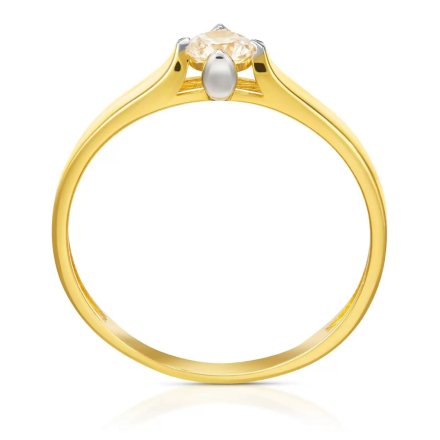 Złoty pierścionek zaręczynowy z błyszczącym kryształem r.14 • Złoto 333