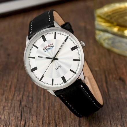 Srebrny męski zegarek na pasku PACIFIC  X0060-08