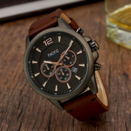 Szary męski zegarek z paskiem PACIFIC X0094-10
