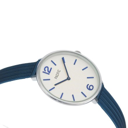 Srebrno-granatowy damski zegarek z bransoleta mesh PACIFIC X6168-04