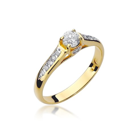 Złoty pierścionek zaręczynowy z diamentem r.16 • Złoto 585 Brylant 0,33ct -  3 168,00 zł - Otozegarki.pl