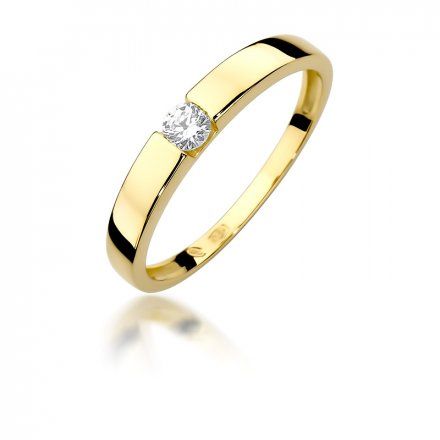 Złoty pierścionek zaręczynowy z diamentem r.11 • Złoto 585 Brylant 0,12ct