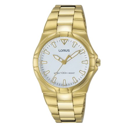 Wodoszczelny złoty zegarek damski Lorus z bransoletką RG266LX9
