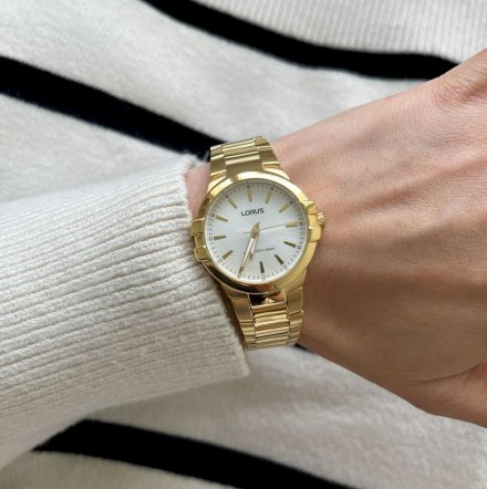 Złoty klasyczny zegarek damski Lorus na bransoletce RG272JX9