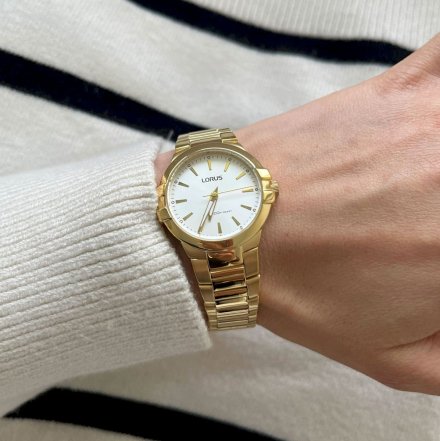 Złoty klasyczny zegarek damski Lorus na bransoletce RG272JX9