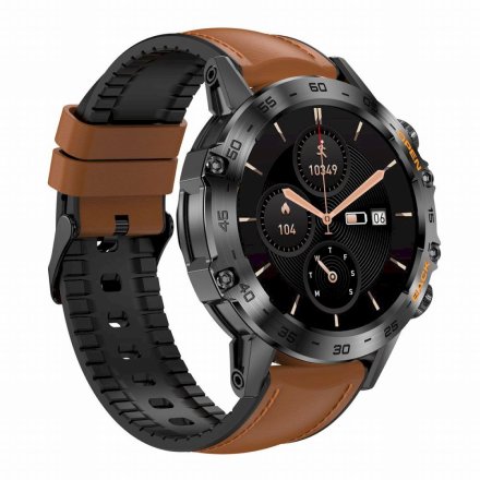 GRAVITY GT9-7 czarny brązowy pasek smartwatch męski z funkcją rozmowy