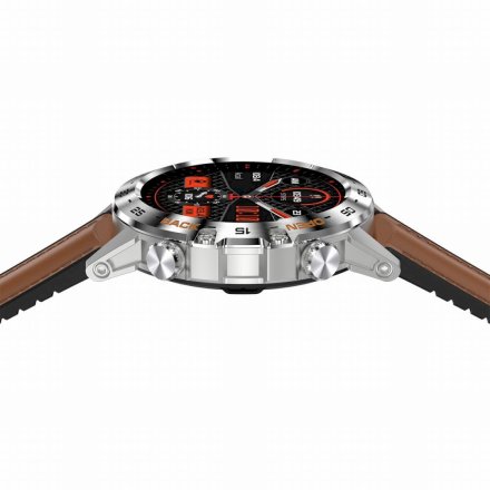 GRAVITY GT9-8 srebrno-brązowy pasek skóra smartwatch męski z funkcją rozmowy