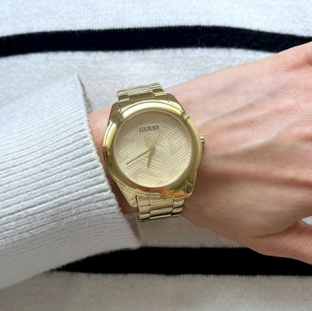 Złoty zegarek damski Guess Cubed z bransoletką GW0606L2