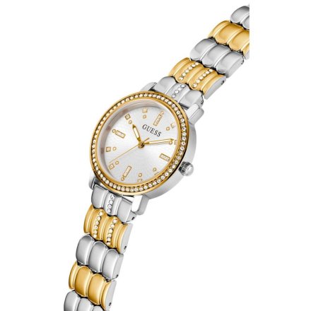 Złoto-srebrny delikatny zegarek Guess Hayley z bransoletą GW0612L2