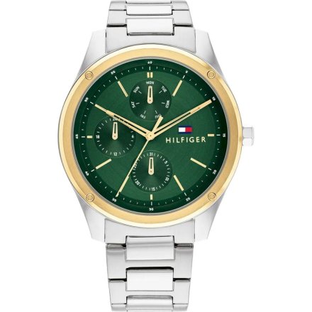 Zegarek męski Tommy Hilfiger Tyler srebrny z zieloną tarczą 1710537