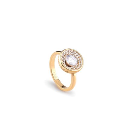 Złoty pierścionek z kryształkami UNIQUE SOLITAIRE r. 14