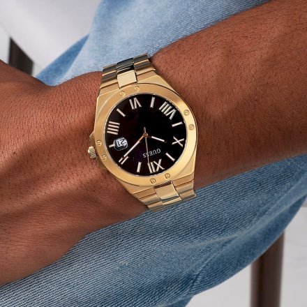 Złoty zegarek Guess Perspective z bransoletką i datownikiem GW0276G2