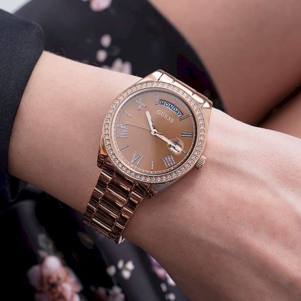 Różowozłoty zegarek Damski Guess GW0307L3 Luna