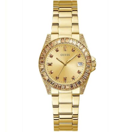 Guess Opaline złoty zegarek damski z kryształami GW0475L1