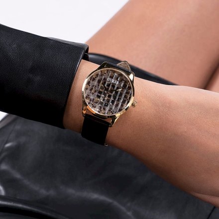 Złoty zegarek Guess Ladies Black Gold na pasku GW0481L1