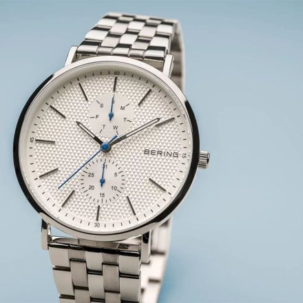 Srebrny zegarek Bering Classic 14236-700 z multidatownikiem