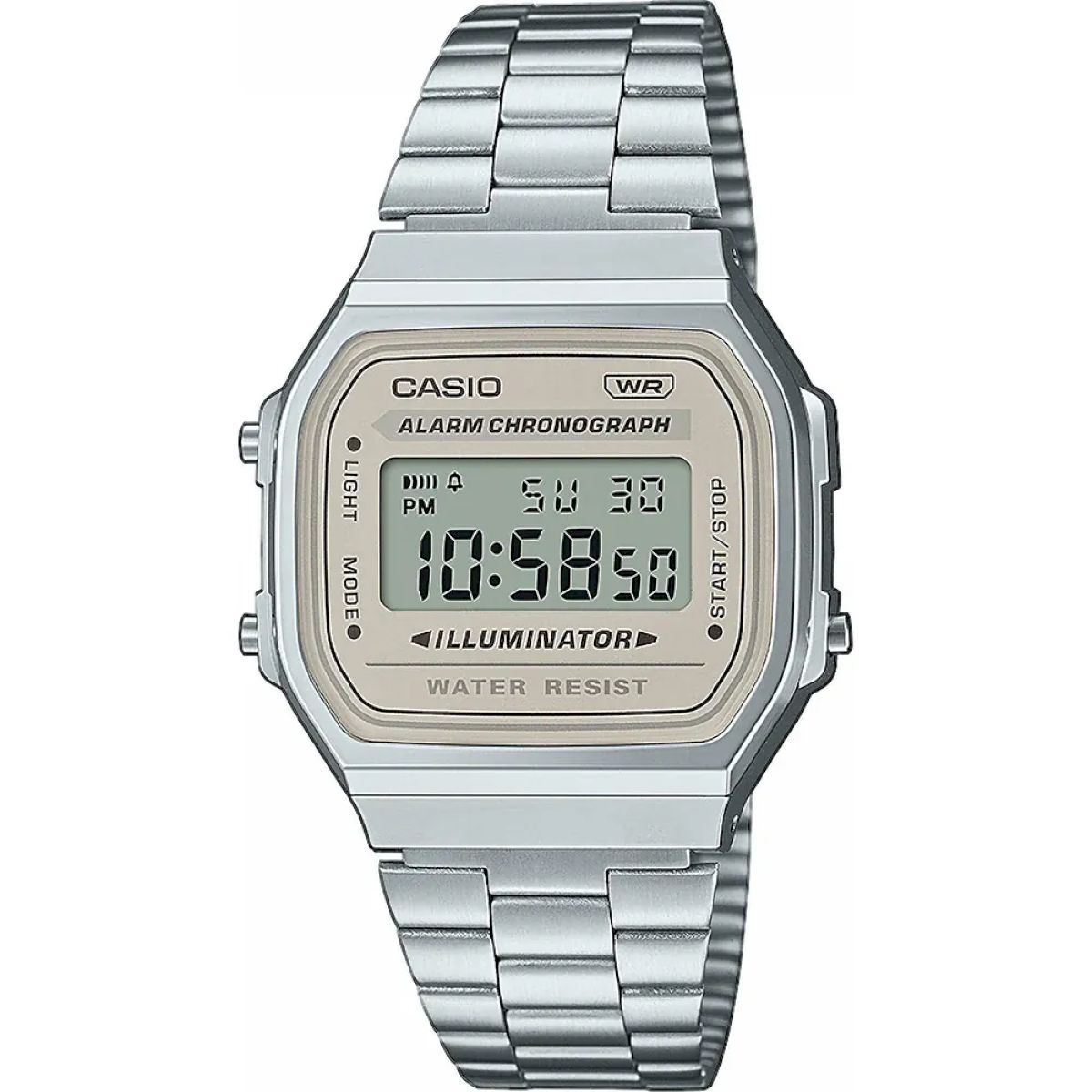 Srebrny zegarek Casio Vintage z beżową ramką A168WA-8AYES w stylu Retro -  269,00 zł - Otozegarki.pl