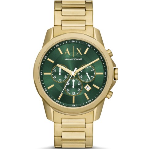 Złoty zegarek męski Armani Exchange Banks z zieloną tarczą AX1746 - 759,00  zł - Otozegarki.pl