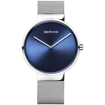 Srebrny zegarek damski Bering Classic z granatową  tarczą 14539-007
