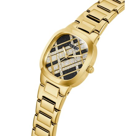 Złoty zegarek damski Guess Clash tarcza w kratę GW0600L2