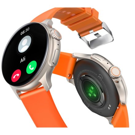 Smartwatch z funkcją rozmowy Rubicon RNCF12 srebrny pomarańczowy SMARUB245