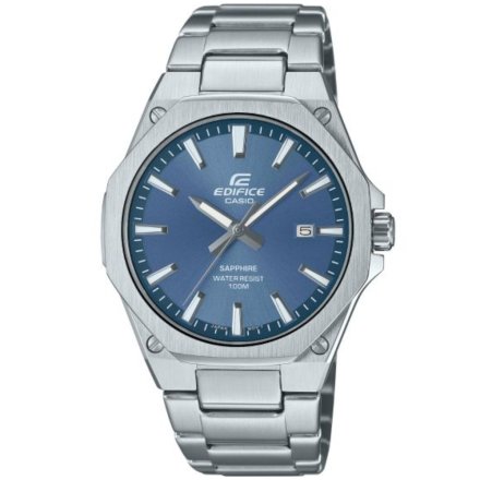 Srebrny zegarek Męski Casio Edifice Classic EFR-S108D-2AVUEF z niebieską tarczą