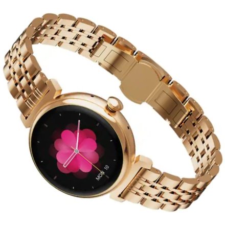 Smartwatch damski z funkcją rozmowy Rubicon RNCF21 różowe złoto beżowy SMARUB279