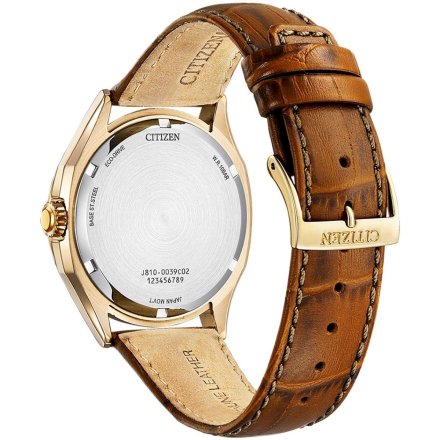 Klasyczny męski zegarek Citizen Eco Drive złoty z brązowym paskiem AW1753-10A