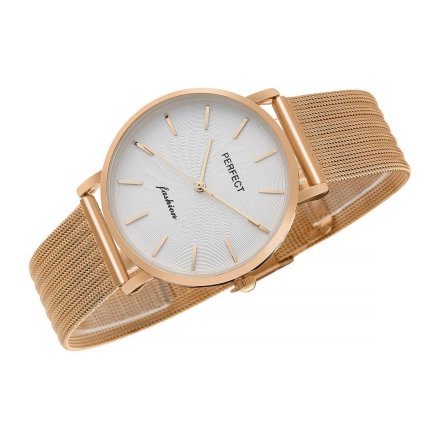 Różowozłoty damski zegarek z bransoletą PERFECT F334-06