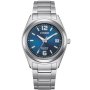 Srebrny zegarek damski Citizen Eco Drive Titanium z niebieską tarczą FE6151-82L