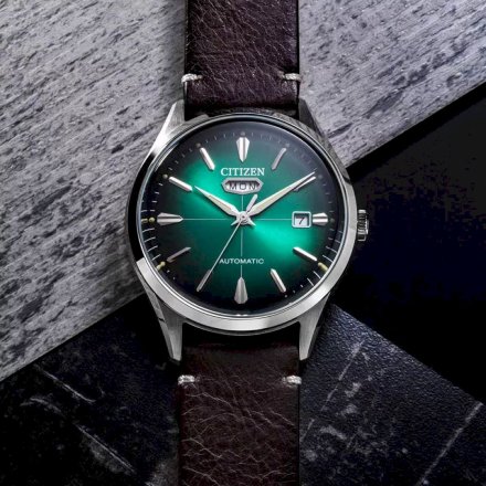 Klasyczny zegarek Męski Citizen C7 Mechanical zielony NH8390-03XE