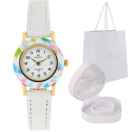 Prezent dla dziewczynki zegarek na białym pasku pudełko Serce LP165-05