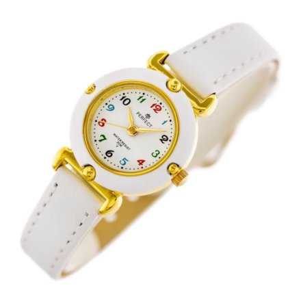 Prezent na Komunię biały złoty zegarek dla dziewczynki pudełko Serce LP152-01
