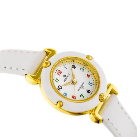 Prezent biały złoty zegarek dla dziewczynki pudełko Serce LP152-01