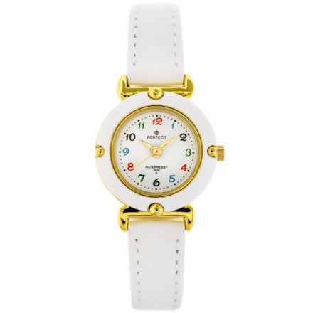 Prezent na Komunię biały złoty zegarek dla dziewczynki pudełko Serce LP152-01
