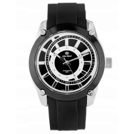 Srebrny męski zegarek z czarnym paskiem G.ROSSI BCM