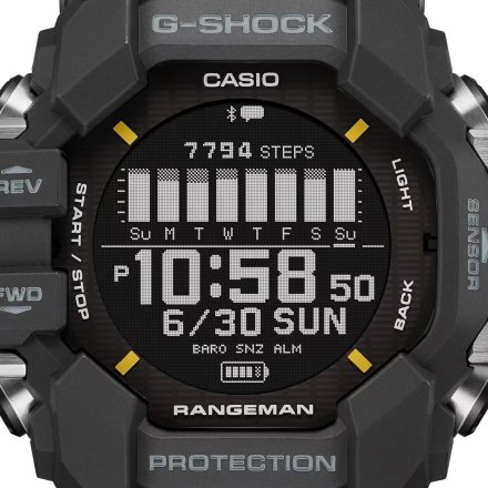 Czarny zegarek Casio GPR-H1000-1ER G-Shock MASTER OF G - LAND RANGEMAN SOLAR GPS 6 SENSORS