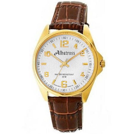 Złoty męski zegarek z brązowym paskiem ALBATROSS ABC211-2